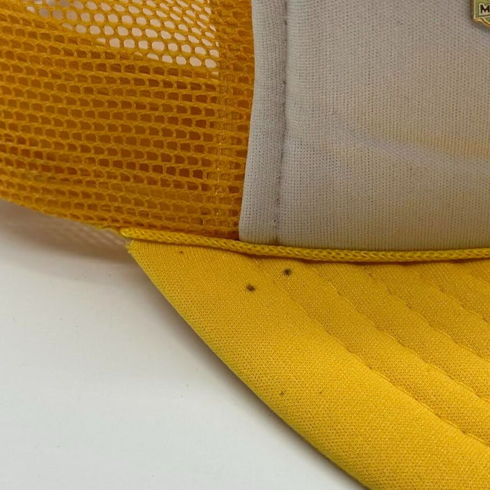 Vtg Super 8 Motel Trucker Hat with Pins Mesh Cap Yellow Snap Back Adj Flat Bill - Picture 6 of 11